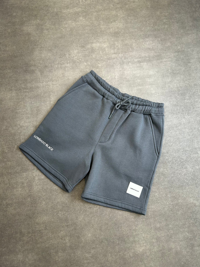 Silicone badge sweat shorts - Slate Grey