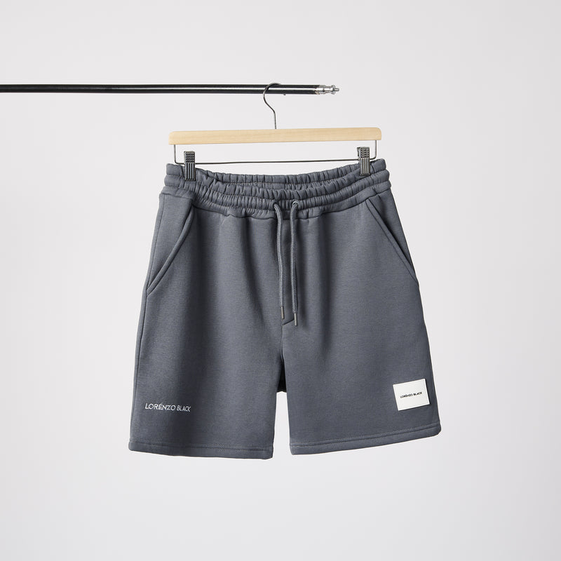 Silicone badge sweat shorts - Slate Grey