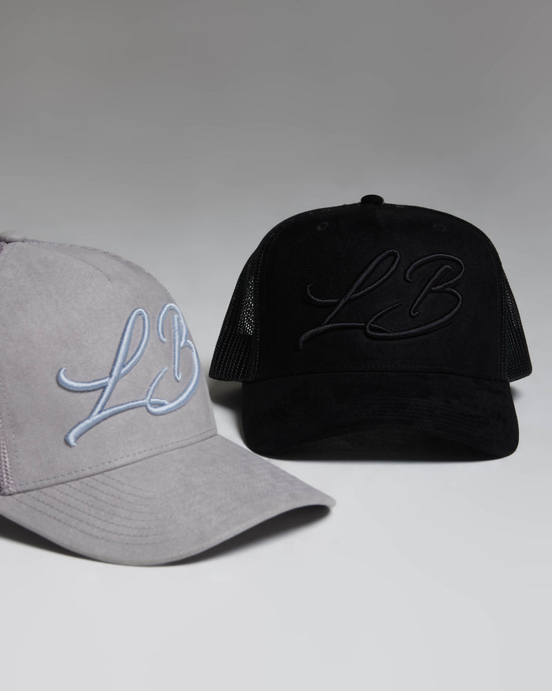 Suede LB Mesh Trucker Cap - Black